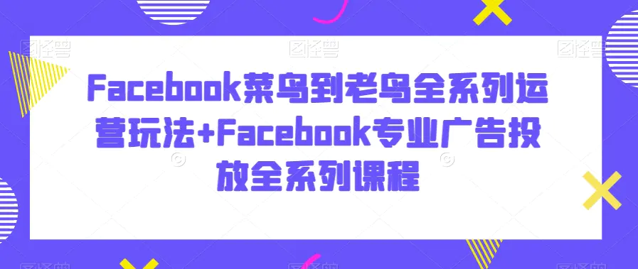 Facebook菜鸟到老鸟全系列运营玩法+Facebook专业广告投放全系列课程-航海圈