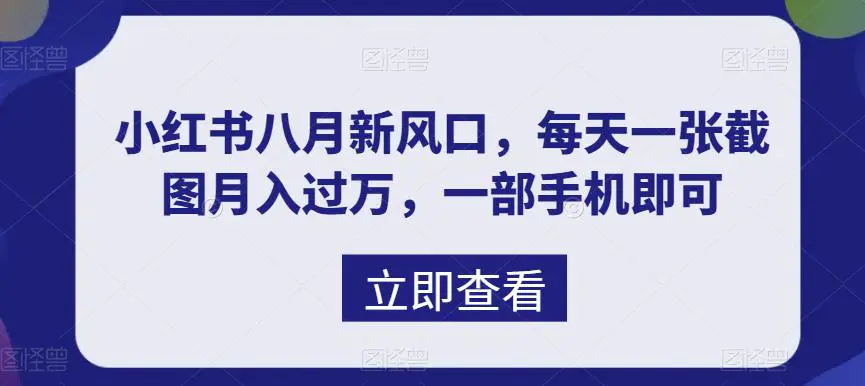 八月新风口，小红书虚拟项目一天收入1000+，实战揭秘-航海圈