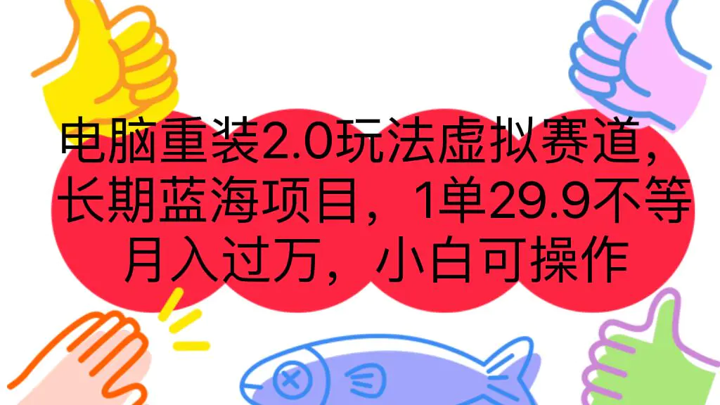 电脑重装2.0玩法虚拟赛道，长期蓝海项目 一单29.9不等 月入过万 小白可操作-航海圈