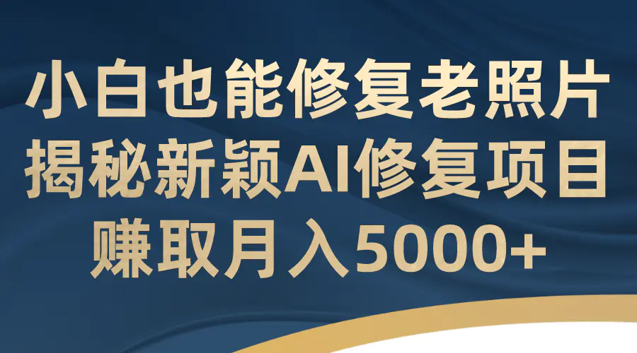 小白也能修复老照片！揭秘新颖AI修复项目，赚取月入5000+-航海圈