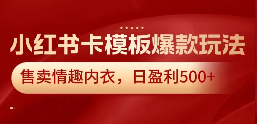 小红书卡模板爆款玩法，售卖情趣内衣，日盈利500+【揭秘】-航海圈