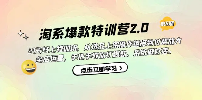 淘系爆款特训营2.0【第六期】从选品上架到付费放大 全店运营 打爆款 做好店-航海圈