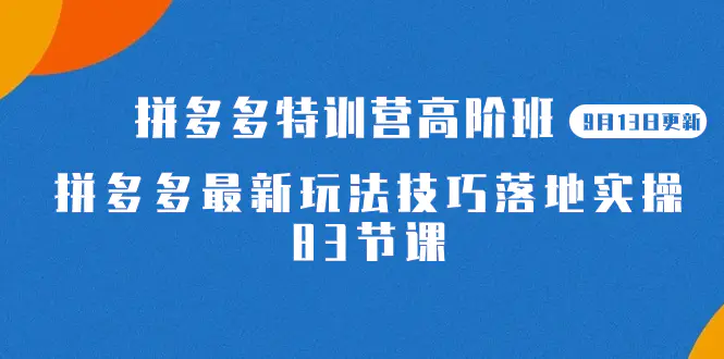 2023拼多多·特训营高阶班【9月13日更新】拼多多最新玩法技巧落地实操-83节-航海圈