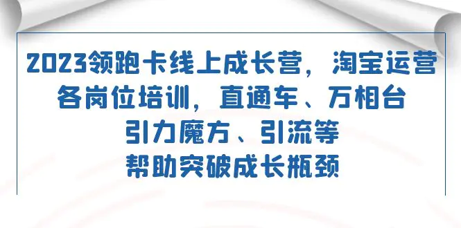 2023领跑·卡 线上成长营 淘宝运营各岗位培训 直通车 万相台 引力魔方 引流-航海圈