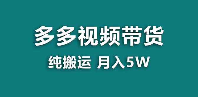 【蓝海项目】拼多多视频带货 纯搬运一个月搞了5w佣金，小白也能操作 送工具-航海圈