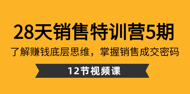28天·销售特训营5期：了解赚钱底层思维，掌握销售成交密码（12节课）-航海圈