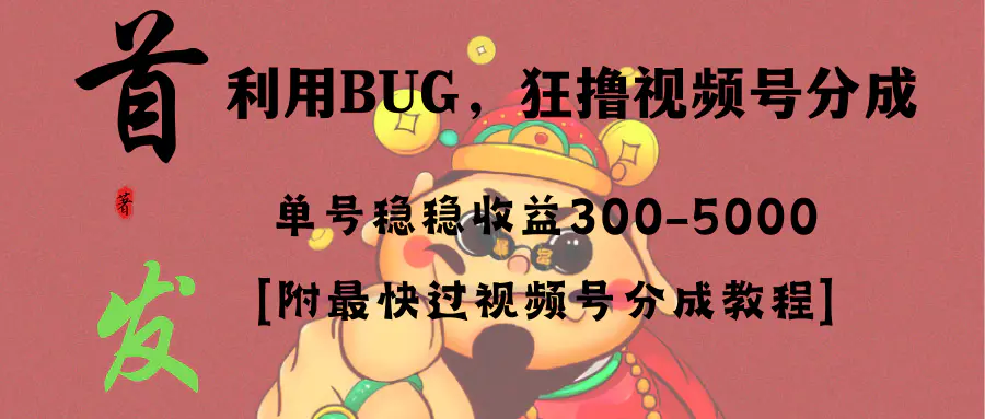 全网独家首发，视频号BUG，超短期项目，单号每日净收益300-5000！-航海圈