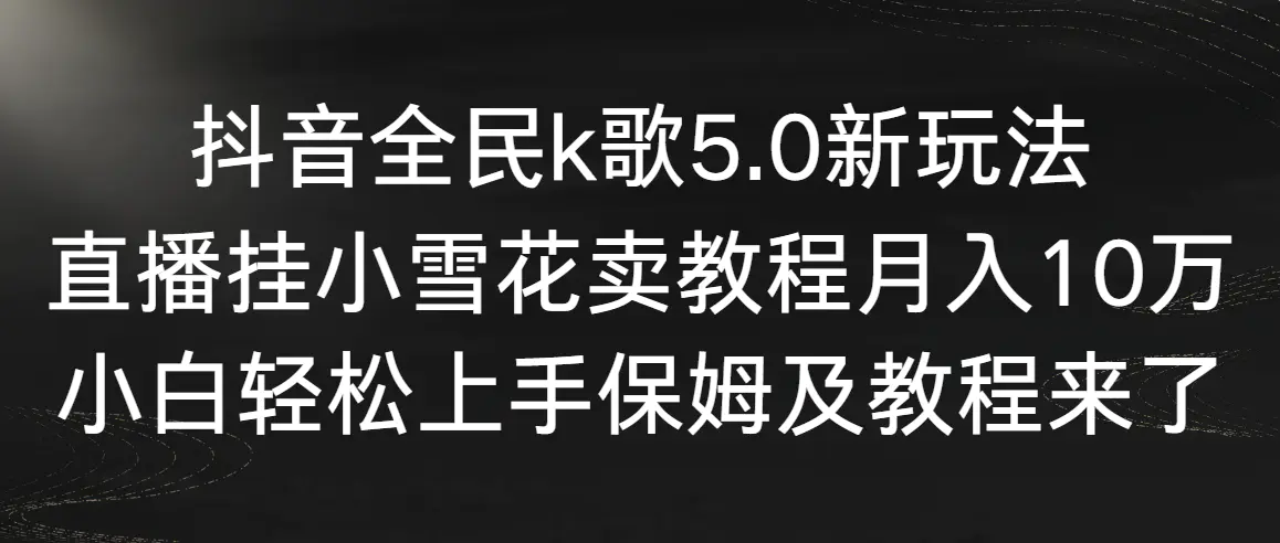 抖音全民k歌5.0新玩法，直播挂小雪花卖教程月入10万，小白轻松上手，保…-航海圈