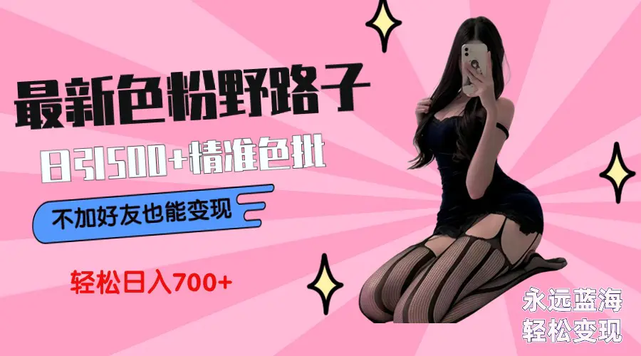 最新色粉变现野路子，日引500+老色批 可不加好友直接变现 小白轻松日入700+-航海圈