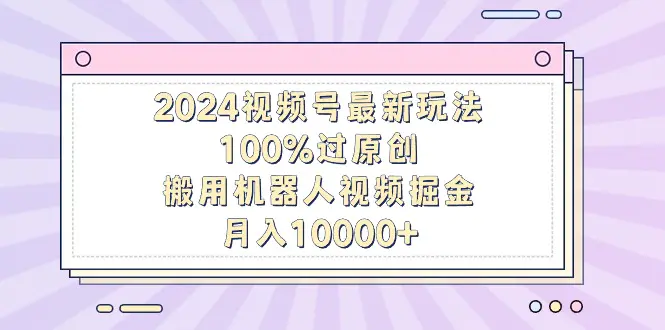 2024视频号最新玩法，100%过原创，搬用机器人视频掘金，月入10000+-航海圈