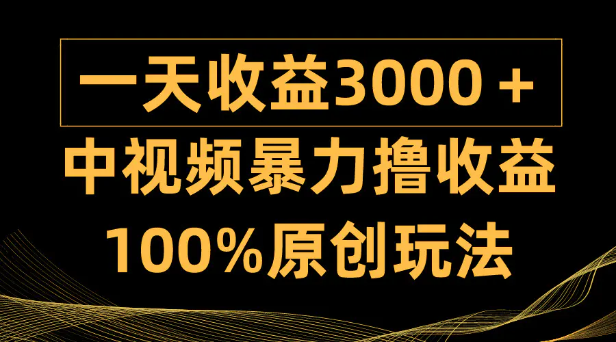 中视频暴力撸收益，日入3000＋，100%原创玩法，小白轻松上手多种变现方式-航海圈