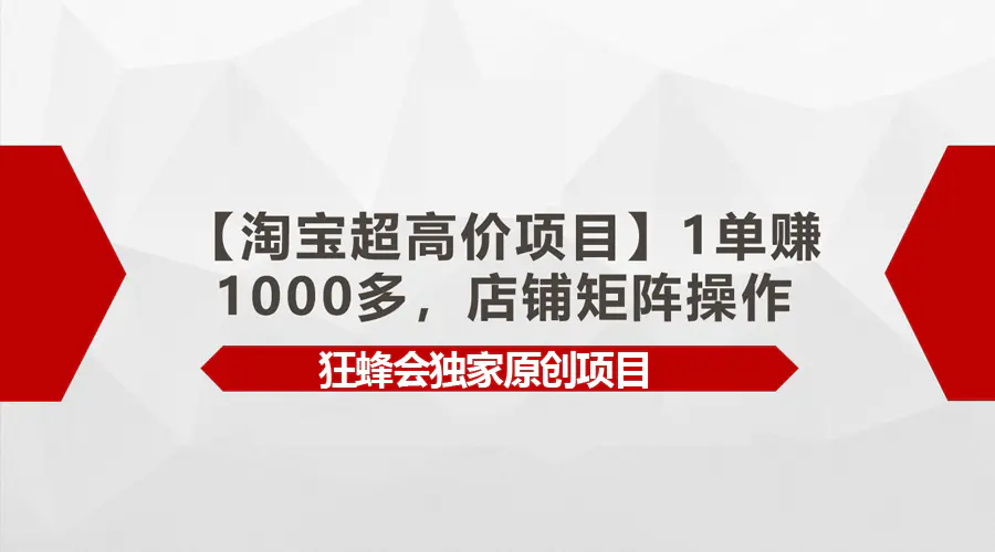 【淘宝超高价项目】1单赚1000多，店铺矩阵操作-航海圈