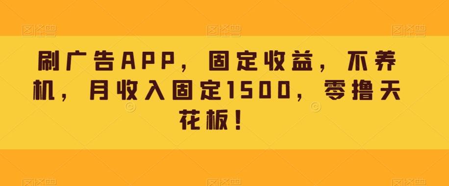 刷广告APP，固定收益，不养机，月收入固定1500，零撸天花板！-航海圈