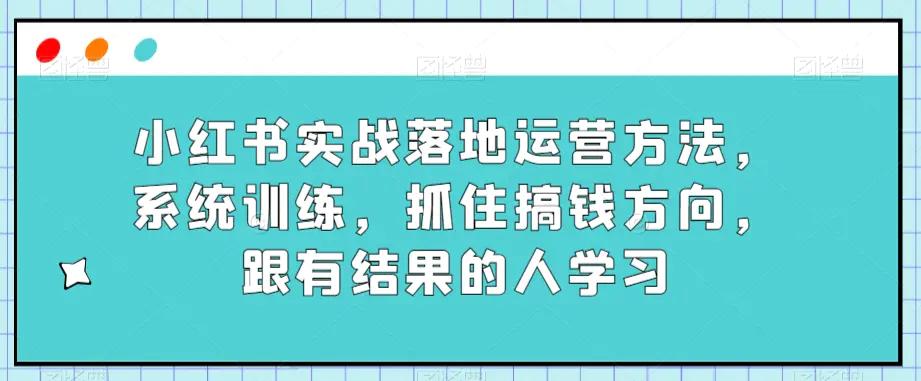 小红书实战落地运营方法，系统训练，抓住搞钱方向，跟有结果的人学习-航海圈