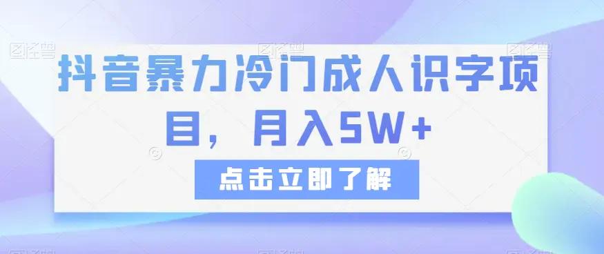 抖音暴力冷门成人识字项目，月入5W+【揭秘】-航海圈
