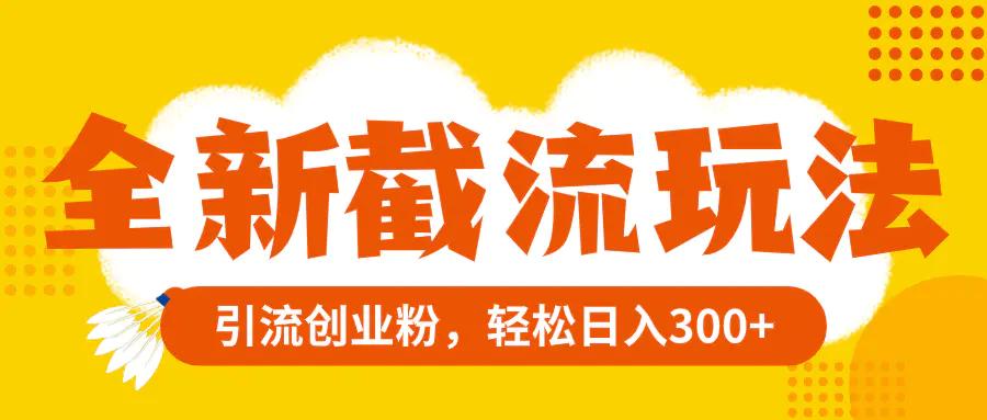 全新截流玩法，精准引流创业粉，轻松日入300+-航海圈
