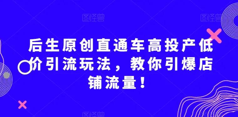 后生原创直通车高投产低价引流玩法，教你引爆店铺流量！-航海圈
