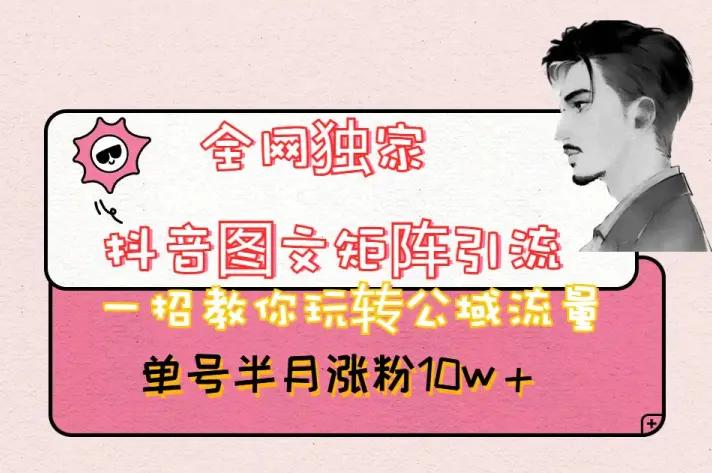 全网独家抖音图文矩阵引流，一招教你玩转公域流量，单号半月涨粉10w+【揭秘】-航海圈