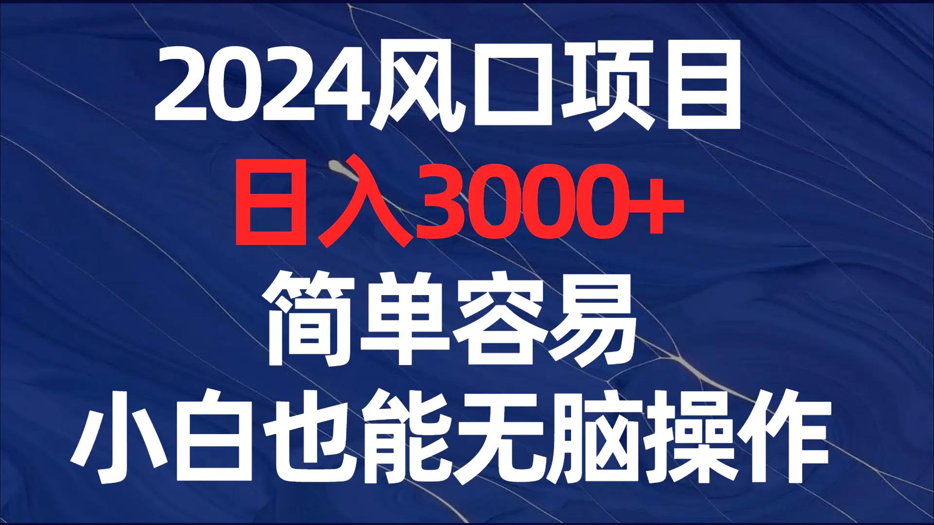 2024风口项目，日入3000+，简单容易，小白也能无脑操作-航海圈