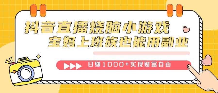 抖音直播烧脑小游戏，不需要找话题聊天，宝妈上班族也能用副业日赚1000+-航海圈
