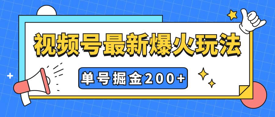 视频号爆火新玩法，操作几分钟就可达到暴力掘金，单号收益200+小白式操作-航海圈