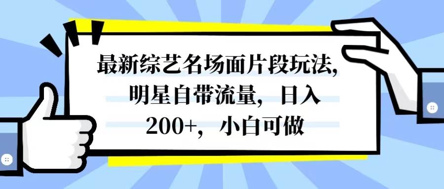 最新综艺名场面片段玩法，明星自带流量，日入200 ，小白可做-航海圈