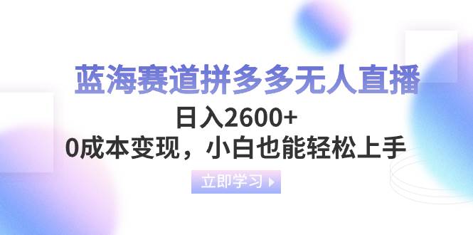 蓝海赛道拼多多无人直播，日入2600 ，0成本变现，小白也能轻松上手-航海圈