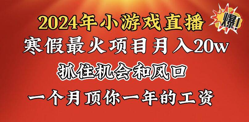 2024年寒假爆火项目，小游戏直播月入20w ，学会了之后你将翻身-航海圈