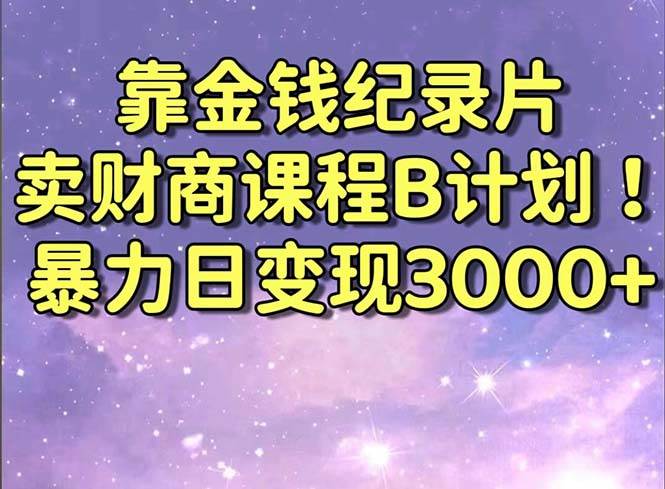 靠金钱纪录片卖财商课程B计划！暴力日变现3000+，喂饭式干货教程！-航海圈