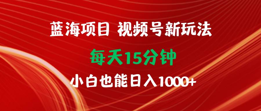 蓝海项目视频号新玩法 每天15分钟 小白也能日入1000+-航海圈