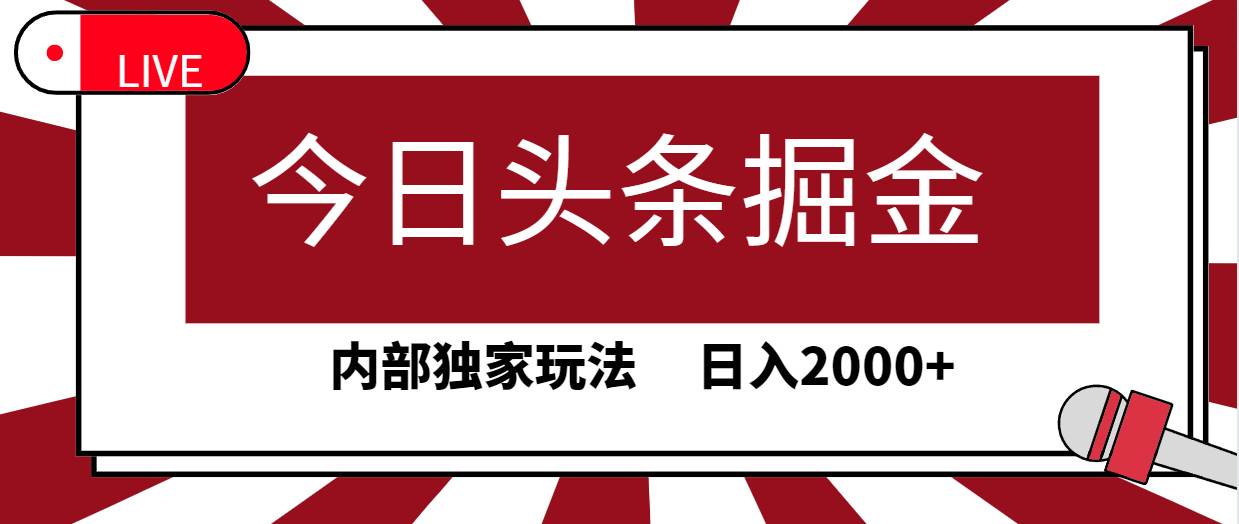 今日头条掘金，30秒一篇文章，内部独家玩法，日入2000+-航海圈