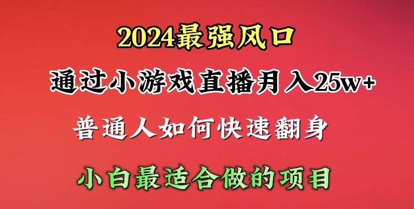 2024年最强风口,通过小游戏直播月入25w+单日收益5000+小白最适合做的项目-航海圈