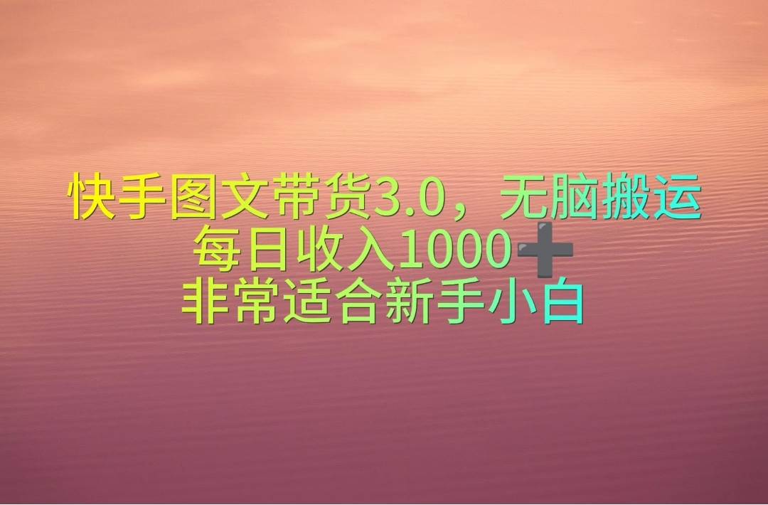 快手图文带货3.0,无脑搬运,每日收入1000+,非常适合新手小白-航海圈