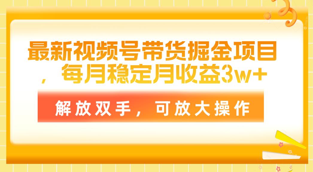 最新视频号带货掘金项目，每月稳定月收益3w+，解放双手，可放大操作-航海圈