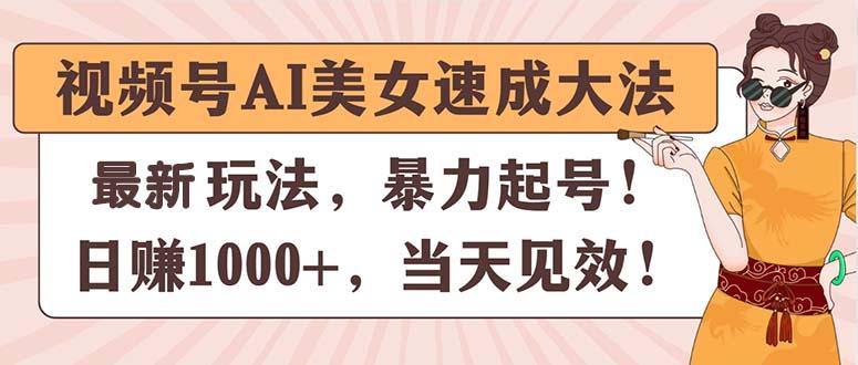 视频号AI美女速成大法，暴力起号，日赚1000+，当天见效-航海圈