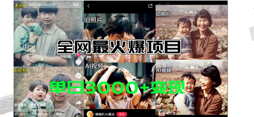 全网爆火的AI让老照片动起来教程，蹭热点日赚3000+，内含免费工具一键…-航海圈