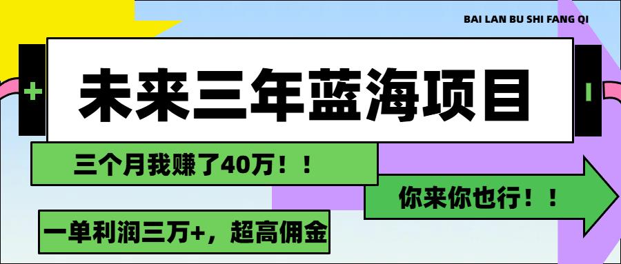 未来三年，蓝海赛道，月入3万+-航海圈