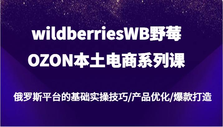 wildberriesWB野莓/OZON本土电商系列课，俄罗斯平台的基础实操技巧/产品优化/爆款打造-航海圈