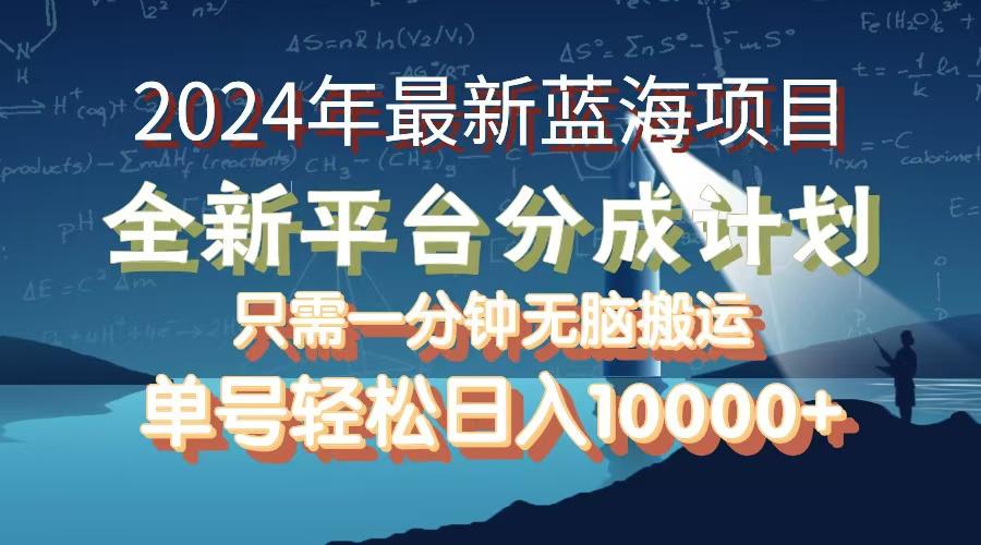 2024年最新蓝海项目,全新分成平台,可单号可矩阵,单号轻松月入10000+-航海圈