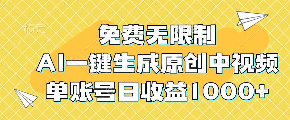 免费无限制,AI一键生成原创中视频,单账号日收益1000+-航海圈