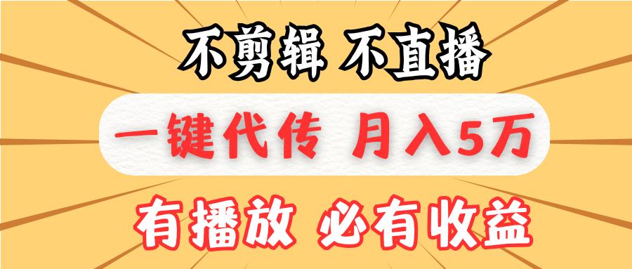 不剪辑不直播，一键代发，月入5万懒人必备，我出视频你来发-航海圈