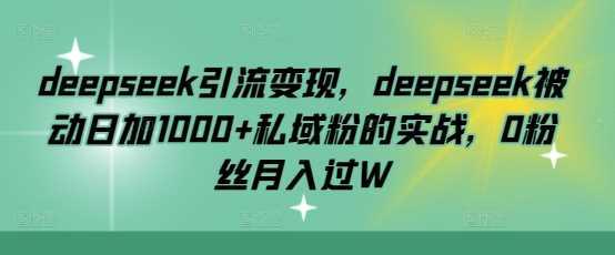 deepseek引流变现，deepseek被动日加1000+私域粉的实战，0粉丝月入过W-航海圈