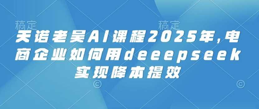 天诺老吴AI课程2025年，电商企业如何用deeepseek实现降本提效-航海圈