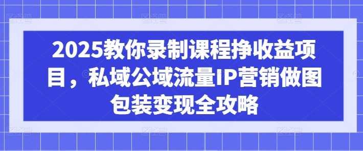 2025教你录制课程挣收益项目，私域公域流量IP营销做图包装变现全攻略-航海圈